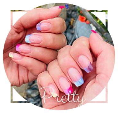 Clear nails with faded colour tips