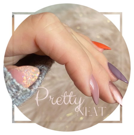 Individually coloured Iridescent nails orange grey bronze Individually coloured nails
